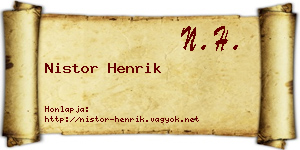 Nistor Henrik névjegykártya